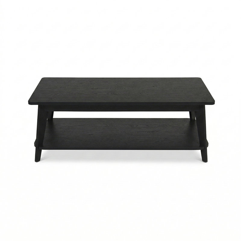 Four Leg Coffee Table with Storage, Black / Black