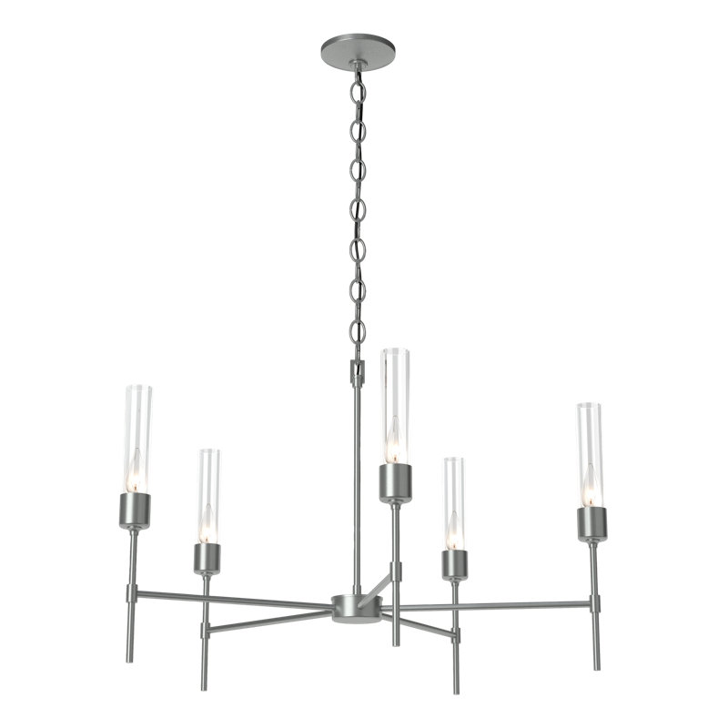 Vela 5 - Light Sputnik Sphere Chandelier, Vintage Platinum, Clear Glass