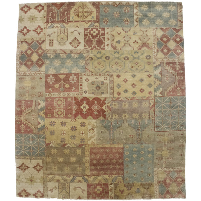 Tapis multicolore en laine noué à la main