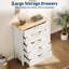 Commode haute cannelée 5 tiroirs pour chambre à coucher, commode de 42,9 po, commode en bois avec armoire de rangement pour vêtements, organisateur de tiroir, meuble télé pour chambre à coucher, salon, couloir-919014977