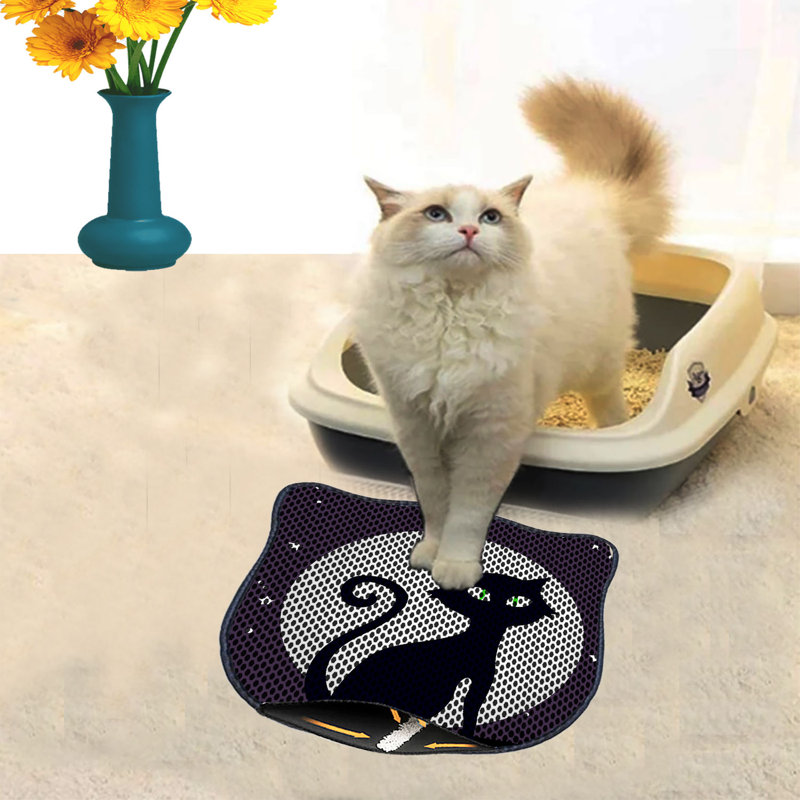 Durable Cat Litter Mat, 15.7 x 19.7 inches | 50% PVC / 50% Polyester, Machine Washable & Vacuum Friendly | Perfect for Easy Cleanup, Non-Slip Design to Keep Your Home Clean & Fresh, Ideal for Pet Owners