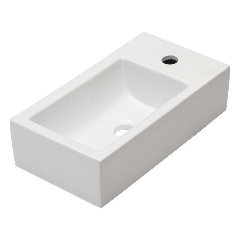 Beslend 18'' x 10" White Ceramic Rectangular Wall Mount Bathroom Sink