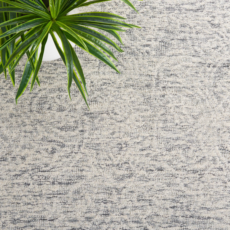 Tapis de couleur unie en coton et en laine touffeté à la main Kahoka, Tapis de couloir 2 pi 3 po x 12 pi