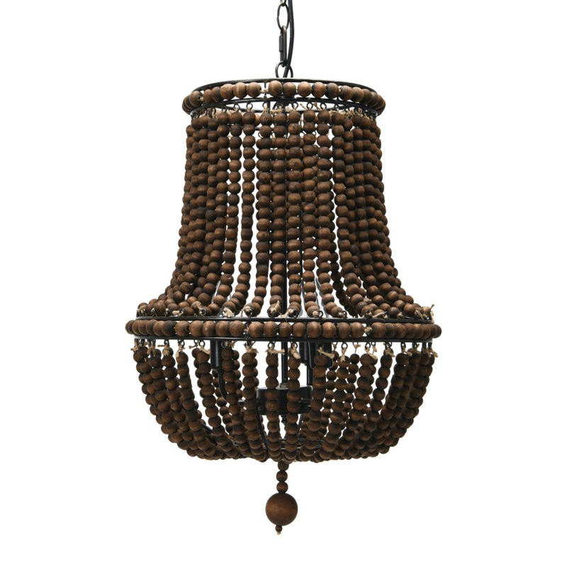 Draped Wood Bead Chandelier, Brown