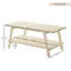 Table basse avec tablette en bois moderne au fini blanc cassé