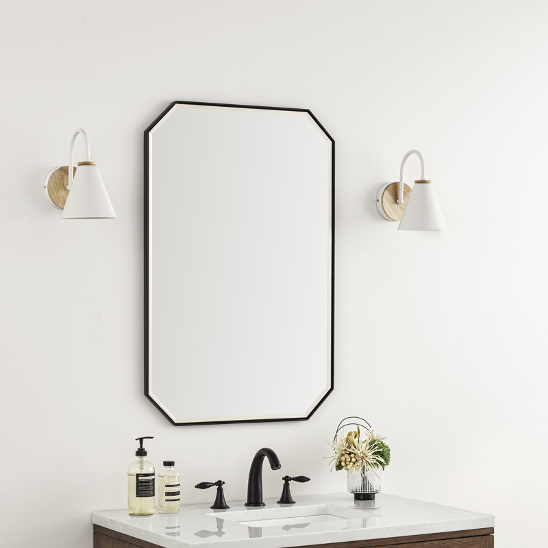 Rohe Metal Flat Wall Mirror, Matte Black, 36" x 24"
