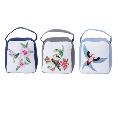 Elements Bird Fabric 3 Piece Weighted Floor Stop Set