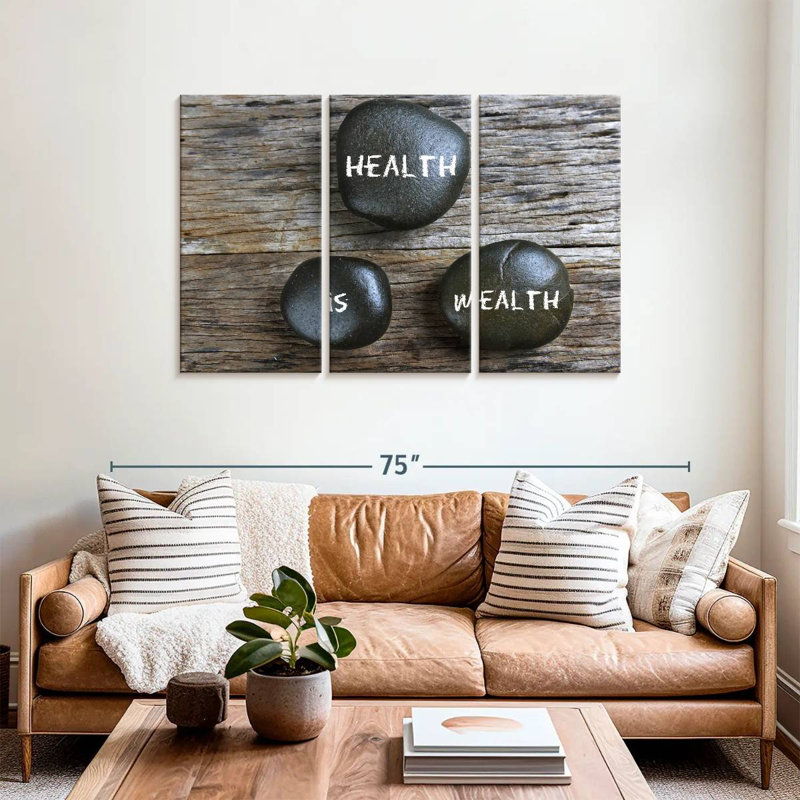 Alcaraz Health Is Wealth Stones, H 36 po x l 57 po
