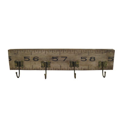 Farmersville Contemporary Wooden Rustic Plaque with Ruler Style Design, Brown