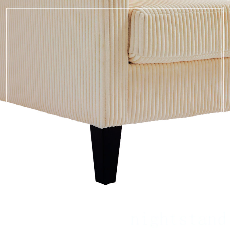 Fauteuil de 26,7 po de largeur, Velours côtelé beige