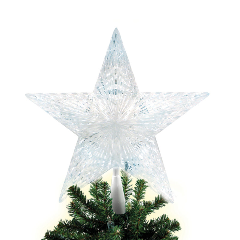 Décoration pour sommet de sapin étoile DEL à pile de 20 l à pile, Blanc pur