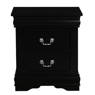 Table de chevet classique noire à 2 tiroirs - Gardez votre chambre à coucher dans 2 styles et solution de rangement pratique