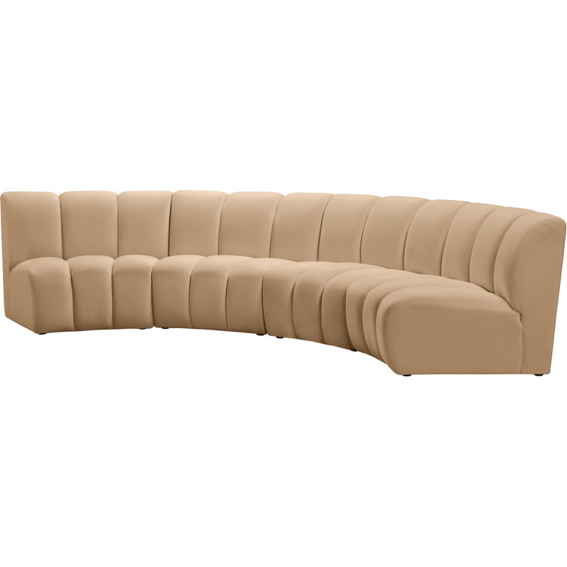 Canapé modulaire en velours Infinity, 4 pièces, Velours brun clair