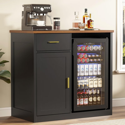Armoire à café moderne 39,4 "avec mini espace réfrigérateur, rangement pour le vin et tiroir