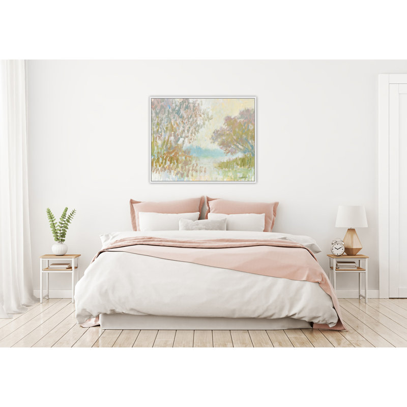 «Parkview Grove 2», peinture sur toile à cadre flottant, H 18 po x l 22 po x P 2 po, Cadre blanc
