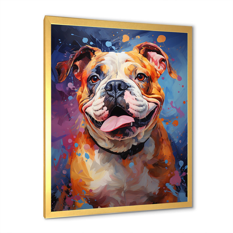 Bulldog Boldness I sur toile, H 44 po x l 34 po x P 1,5 po, Cadre doré simple