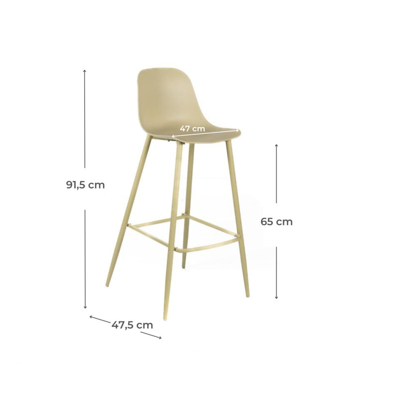 Dorchester Counter Stool with Metal Frame, Yellow