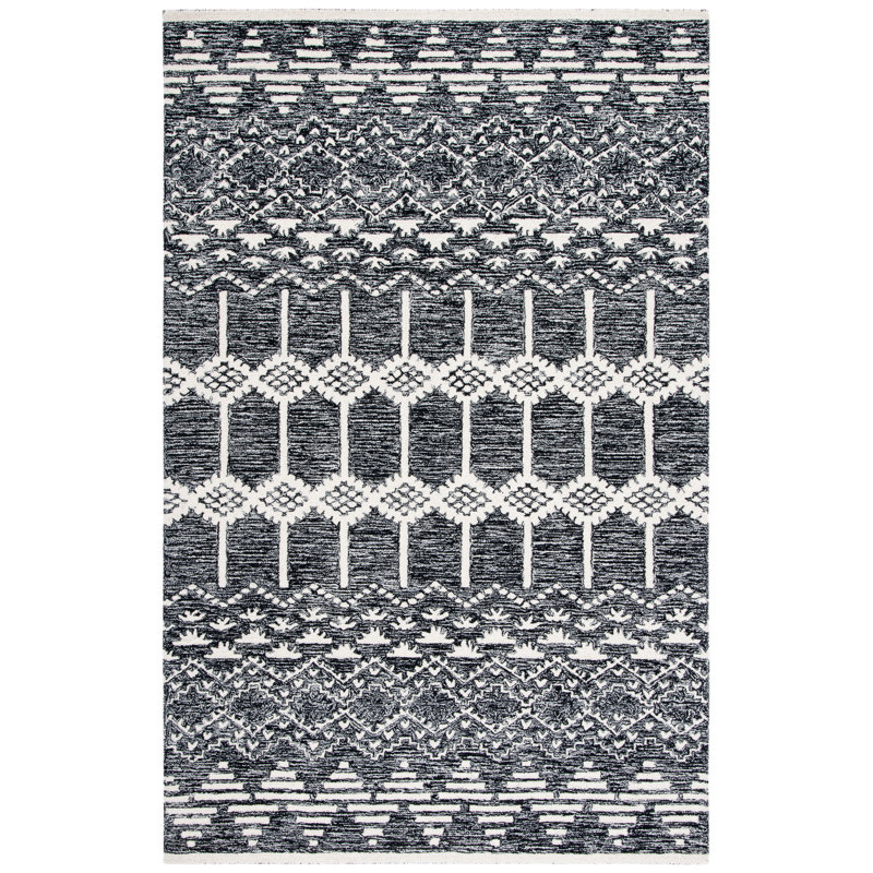Tapis marocain en laine et coton touffeté à la main Sherill, Rectangle 3 pi x 5 pi