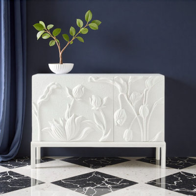 High-End White Solid Wood Sideboard