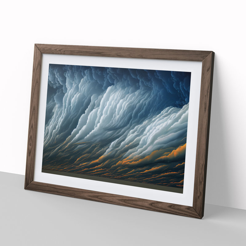 XH1022-6586X Painted Clouds - Single Picture Frame Print, 34cm H x 46cm W x 2cm D, Walnut