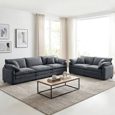  Ensemble de canapés à assise profonde, canapé chaleureux pour le cinéma maison et le salon Kaoruko