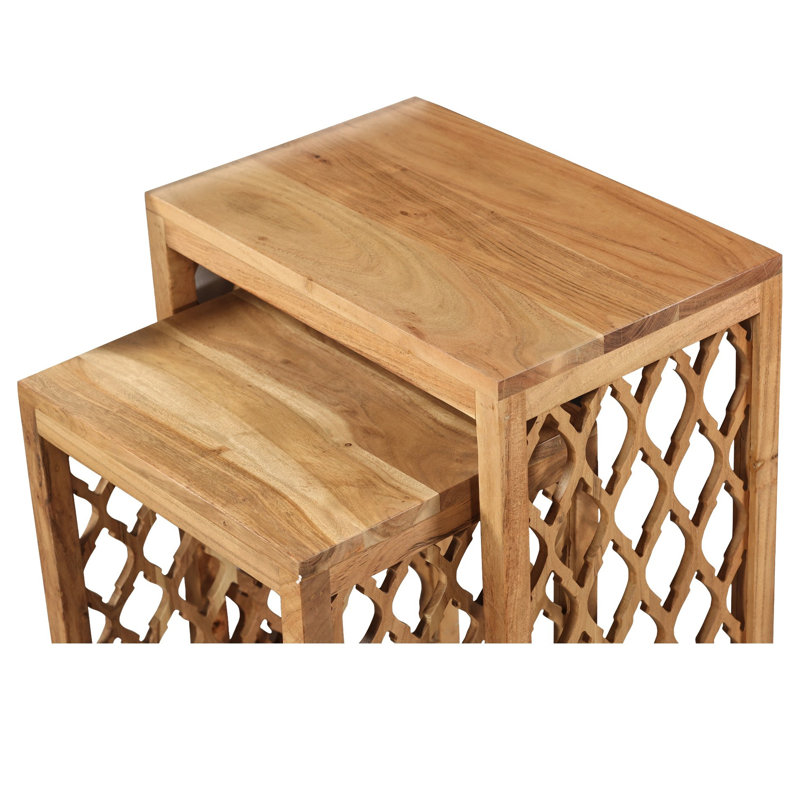 Acacia Wood Two Piece Nesting Tables