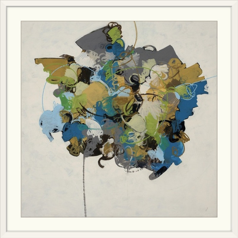 'bleu Vert Boîte Ii Par Kari Taylor Peinture Impression, 28" H x 28" lx 1" p, Blanc encadré