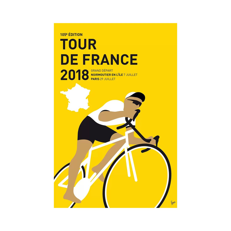 Tour De France 2018 Minimal Poster by Chungkong - Wrapped Canvas Print, 20.32 cm H x 30.48 cm W