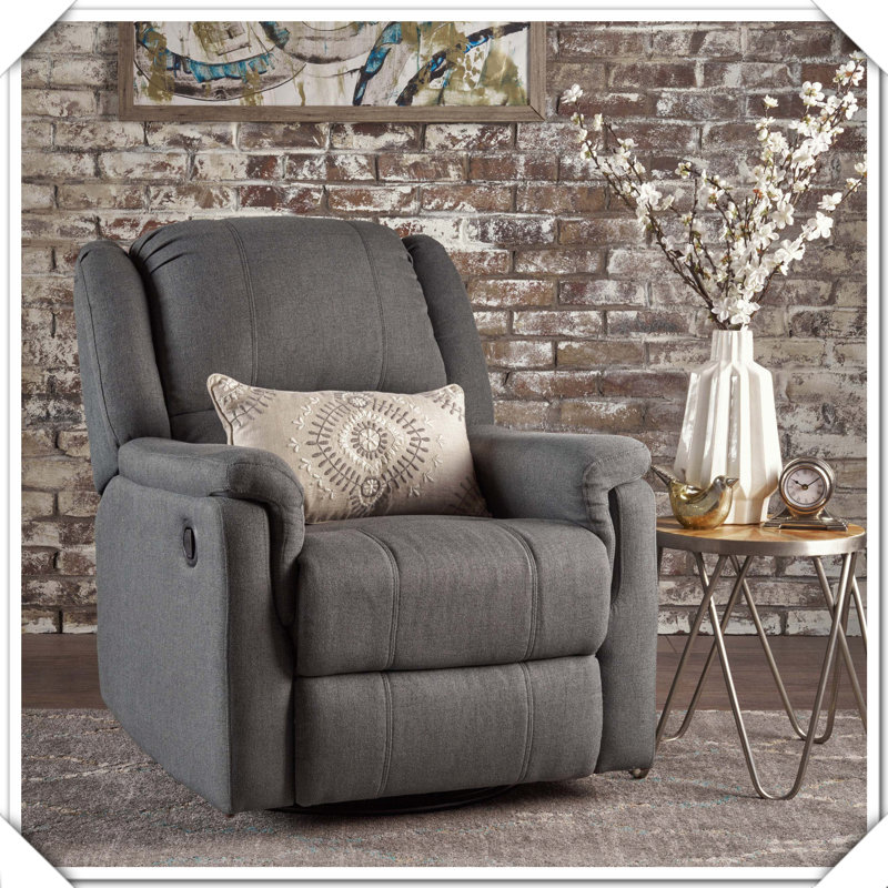 Glider Swivel Recliner Fabric Manual Reclining Comfortable Stylish Durable Practical, Charcoal Fabric