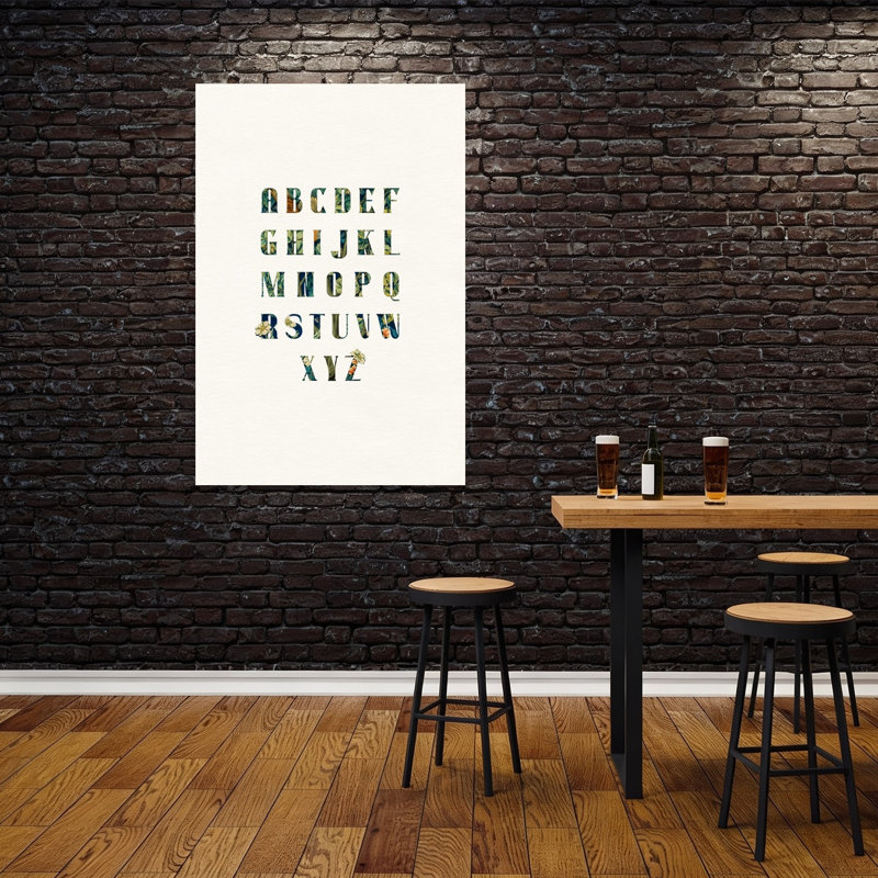 «Elegant Floral Alphabet Elegant Abstract Flower Nature», reproduction d'art murale, 60" H x 40" W