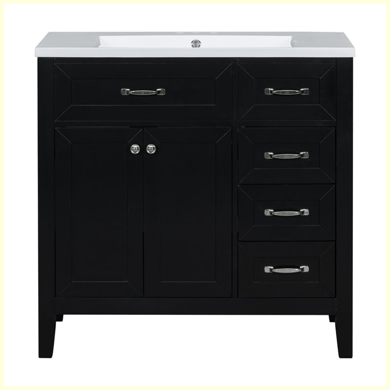 Ensemble de meuble-lavabo moderne avec lavabo et tiroirs, Noir, noir, noir, noir