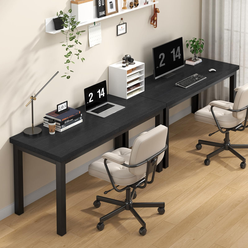 Grand bureau d'ordinateur, bureau d'ordinateur de jeu avec un design moderne, bureau d'ordinateur de bureau., Noir