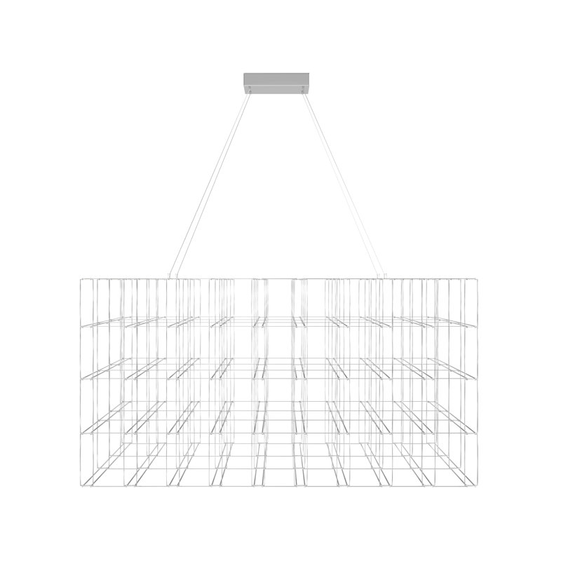 Light Unique Rectangle LED Chandelier, 112, Chrome