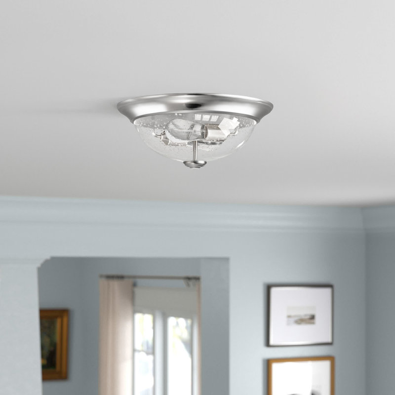Designer Series 13" Flush Mount Bowl Light, Seeded, Brushed Nickel