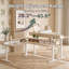 L-Shaped Height Adjustable Standing Desk with Drawers, Upper Shelf and Built-In Storage-664575937