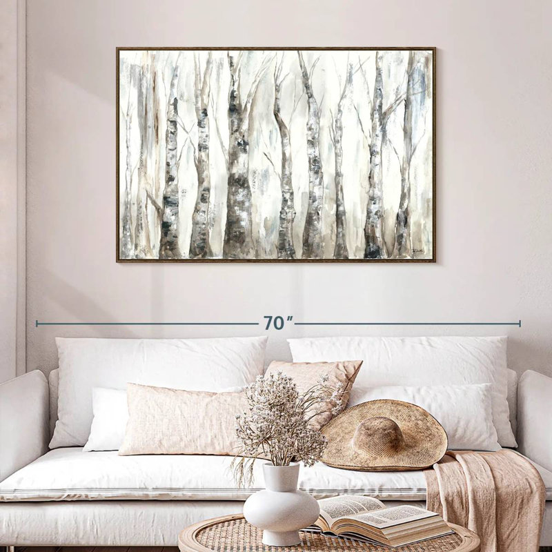 Winter Aspen Trunks - neutre, 46 po x 31 po, Cadre flottant noyer