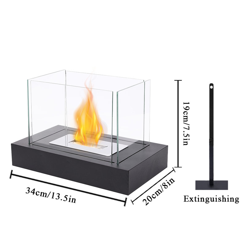 Elianagrace Bio-Ethanol Outdoor Tabletop Fireplace with Flame Guard