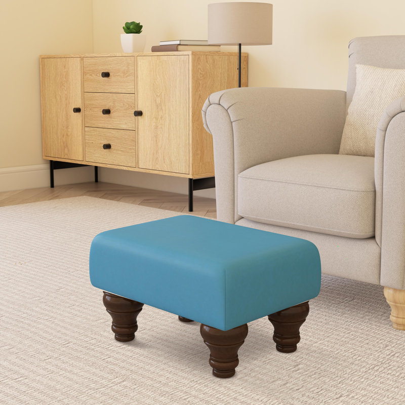 Acierno Natural Wood Turned Leg - Faux Leather, Lapis Blue, Brown