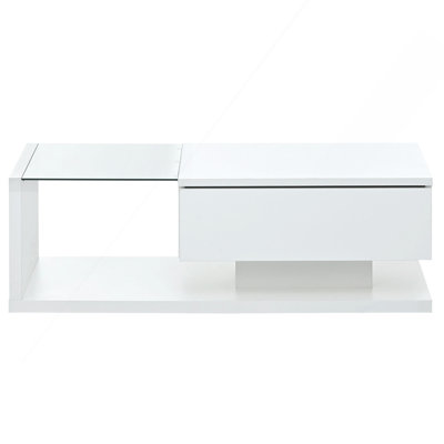 Rondelle Coffee Table with Storage,Modern Coffee Table with Tempered Glass