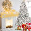 Arbre de Noël 4 pi avec 150 lumières ultralumineuses, 21 branches de pin naturel, 366 boules de neige, branches articulées pour un assemblage rapide, cadre de support en métal stable avec éclairage, pointes de feuillage enneigées, sans effort