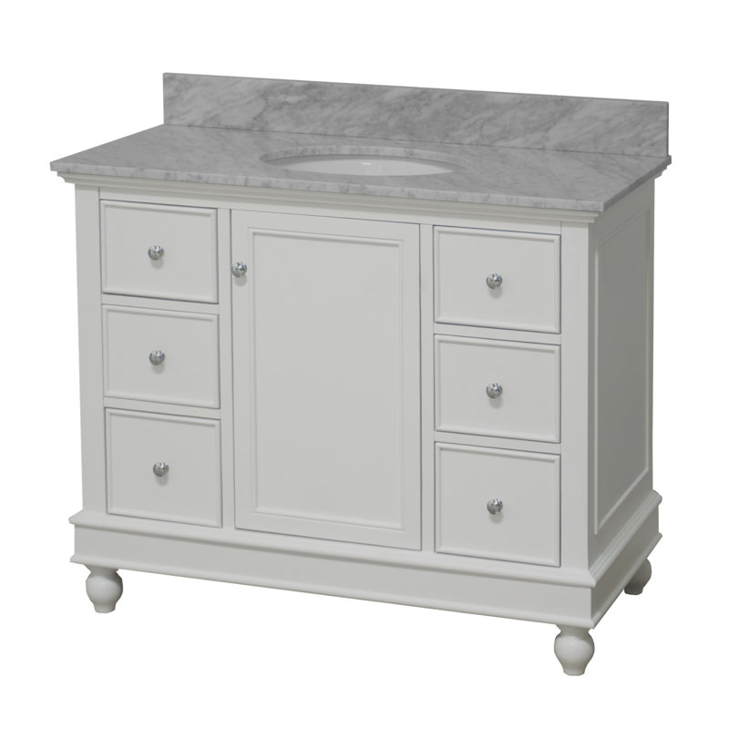 Ensemble de meuble-lavabo simple 42 po Ferdinand, Blanc, Marbre de Carrare