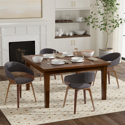 Lowell / Eastwood 5-Piece Dining Set in Charcoal Grey Linen Look Fabric