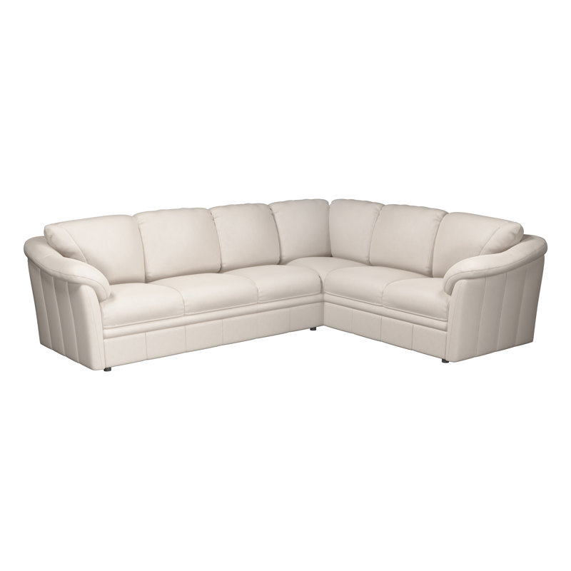 Canapé modulaire en cuir fleur Ramdev, Orienté à droite, Cuir véritable gris