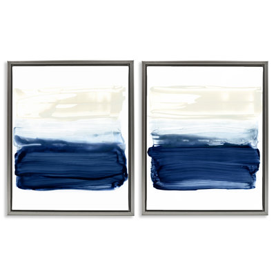 Ensemble de 2 toiles flottantes encadrées Coastal Brushstrokes Beach par Victoria Barnes