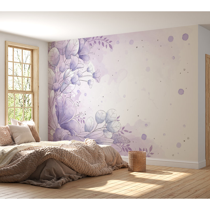 Papier peint de qualité supérieure - motif aquarelle floral, L 40 po x l 60 po