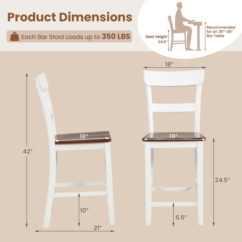 Deeson Counter Stool, Brown/White