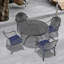 Ensemble repas de patio avec table ronde, coussins bleus inclus-94516924