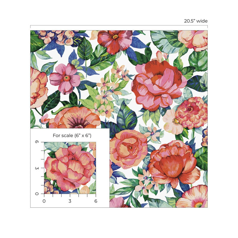 Rouleau de fleurs Rasheim, Rose/vert/blanc