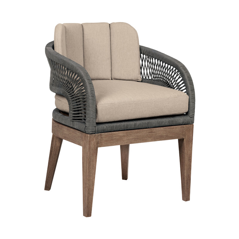 Chaises de salle à manger rustiques en bois d'eucalyptus avec coussins confortables pour l'extérieur