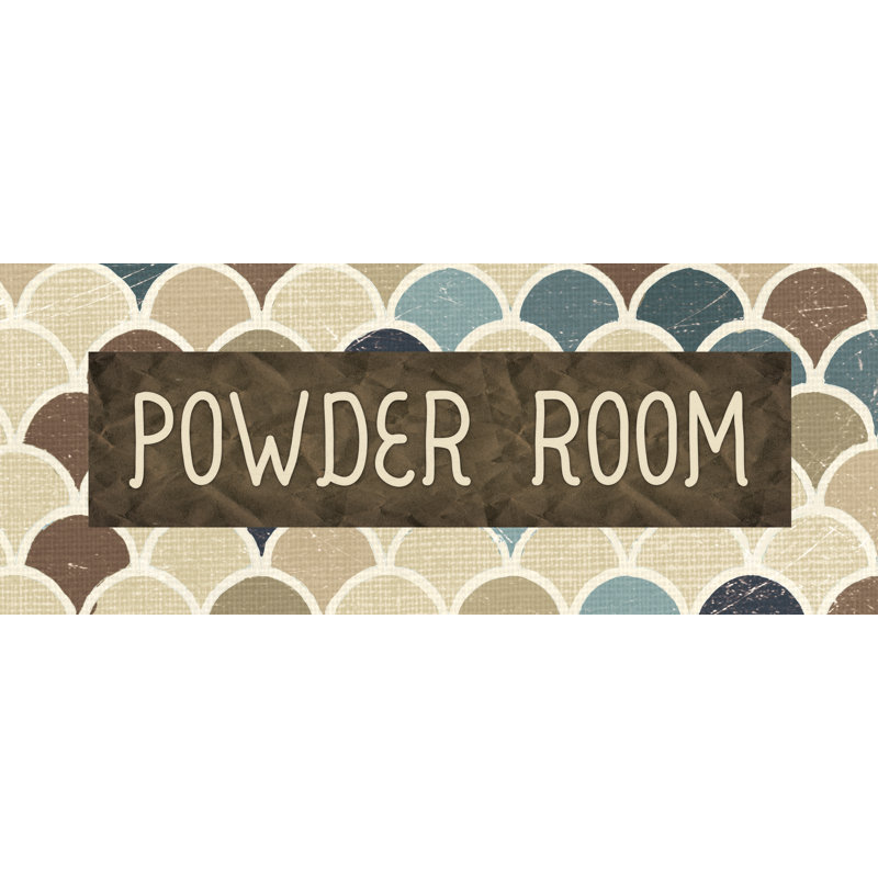 Powder Room Muted Trendy - Textual Art Print, 51cm H x 76cm W, Wrapped Canvas